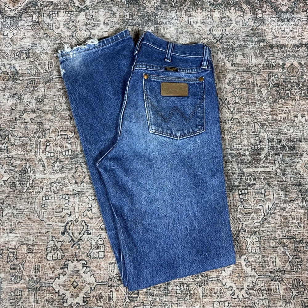 wrangler 13mwz cowboy cut blue jeans size 30x34 made in mexico